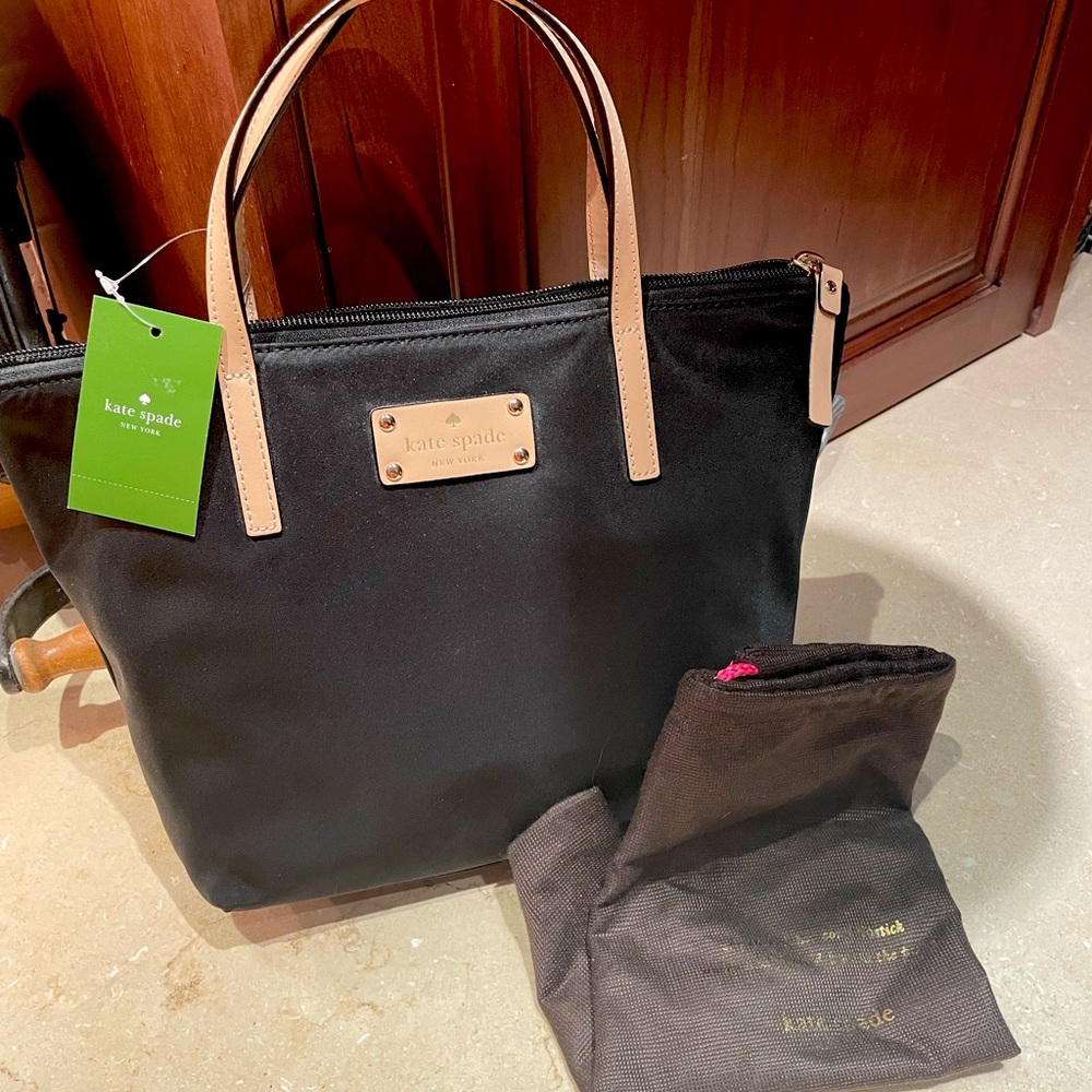 kate spade New York Black Tote with Tan Handles